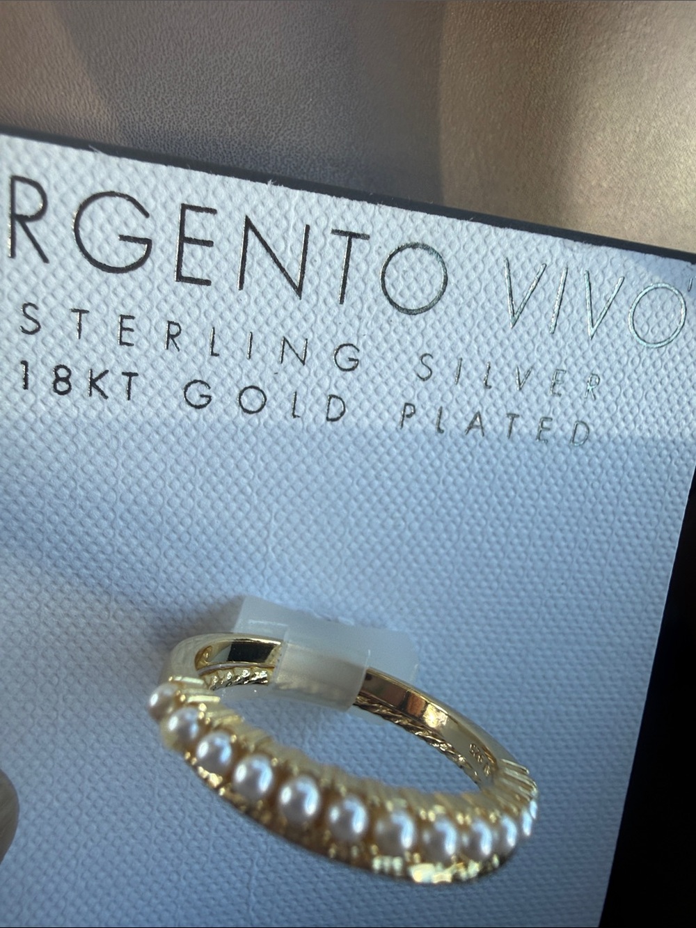Argento Vivo Gold Plated Pearl Band Ring - Gold and White Pearls
